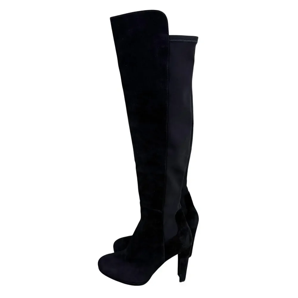 Stuart Weitzman Black Suede High Heel Over the Knee Boots Women's US Size 9 VGUC